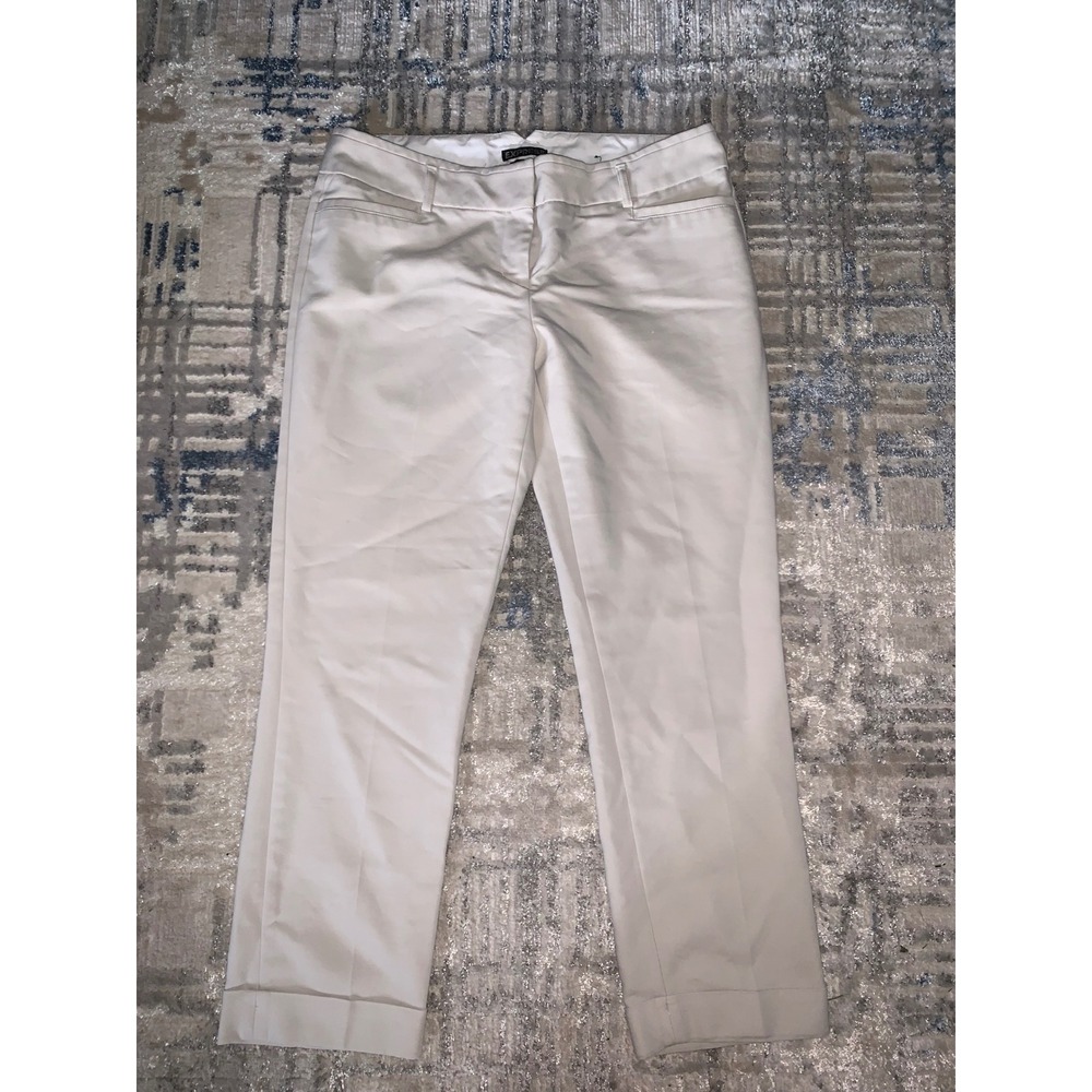 Express Columnist Crop Dress Pants Cream Beige Cuffed Hem Size 8R